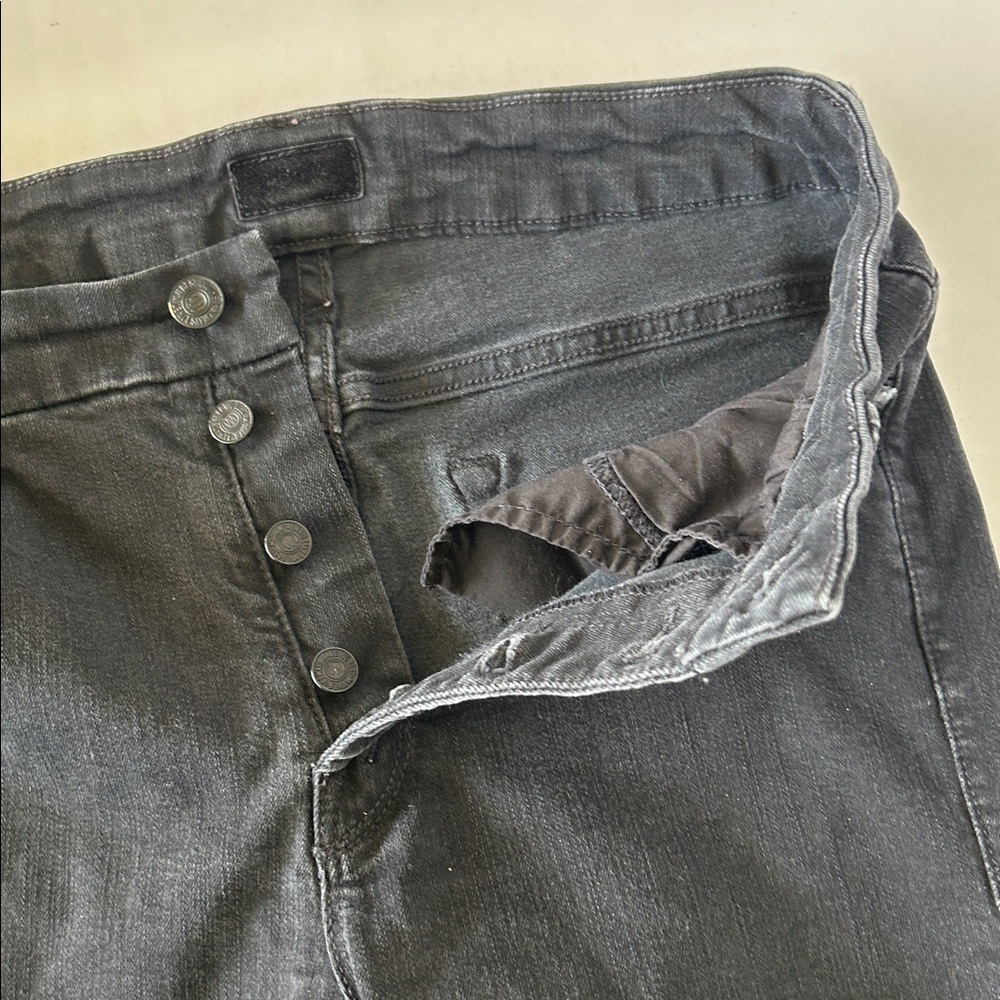 MOTHER THE PIXIE BLACK NOT GUILTY WASH BUTTON FLY SKINNY JEANS SZ 28 - Picture 3 of 13